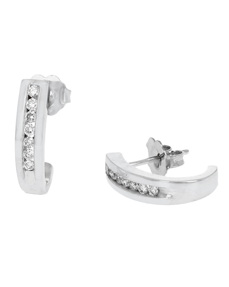 Diamond Curved Earrings in White Gold