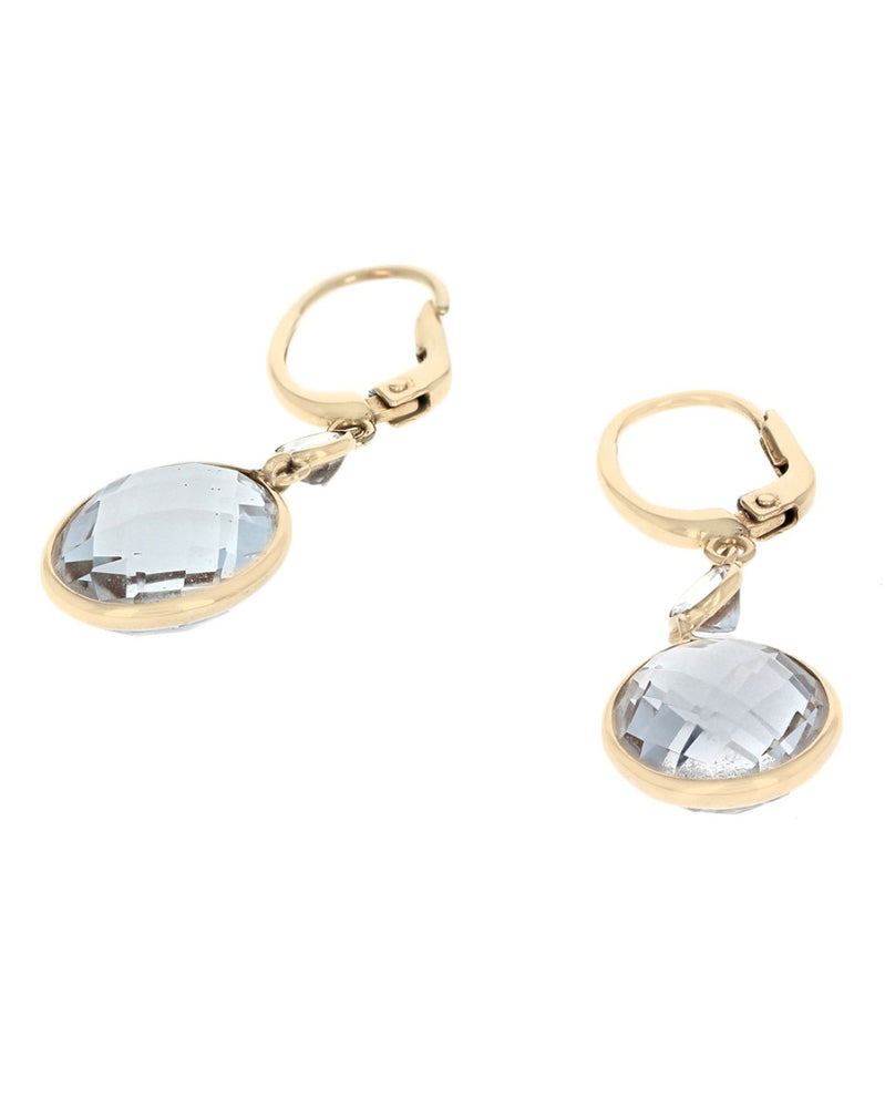 Round and Oval Checkerboard White Topaz Earrings