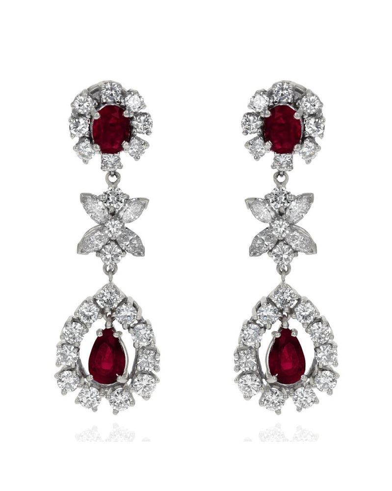 Ruby and Diamond Dangle Earrings