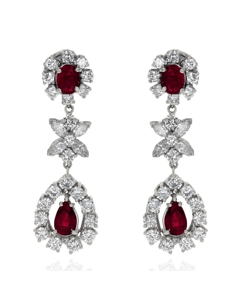 Ruby and Diamond Dangle Earrings