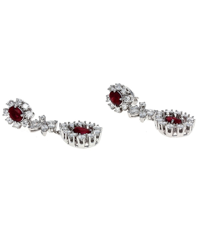 Ruby and Diamond Dangle Earrings