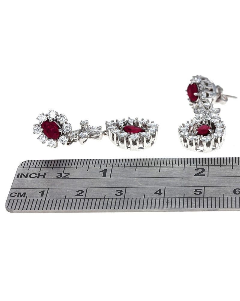 Ruby and Diamond Dangle Earrings