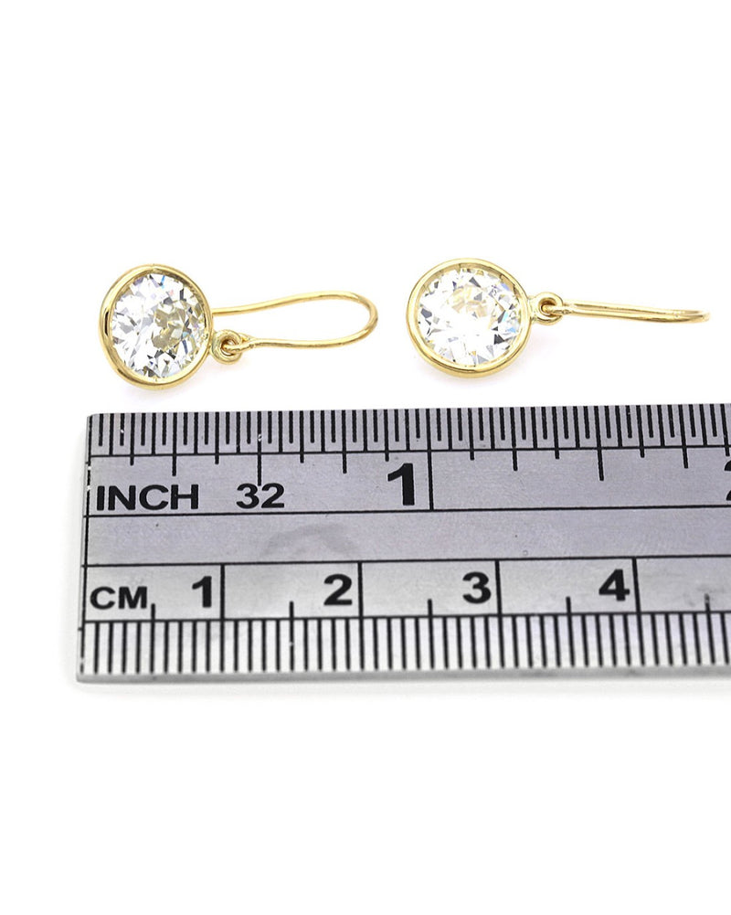 European Cut Diamond Drop Earrings in 18KY