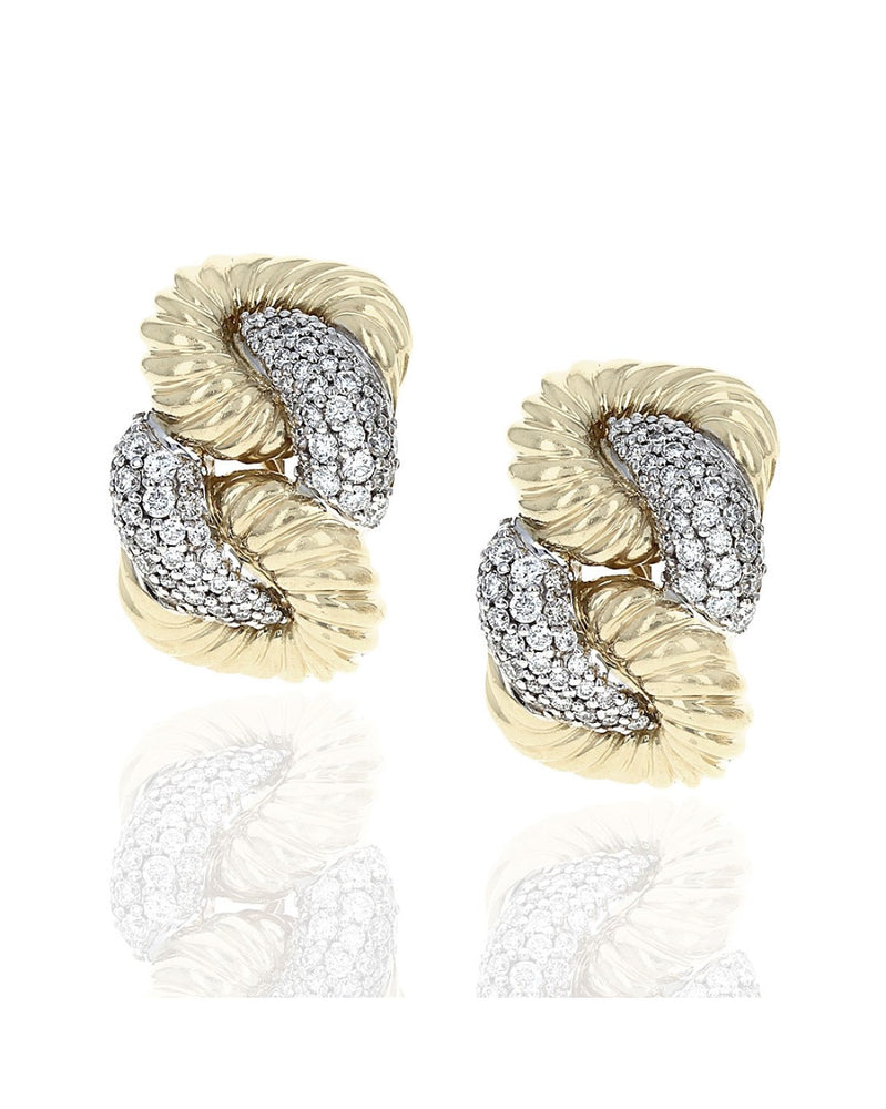 David Yurman Vintage Diamond Pave Crossover Earrings