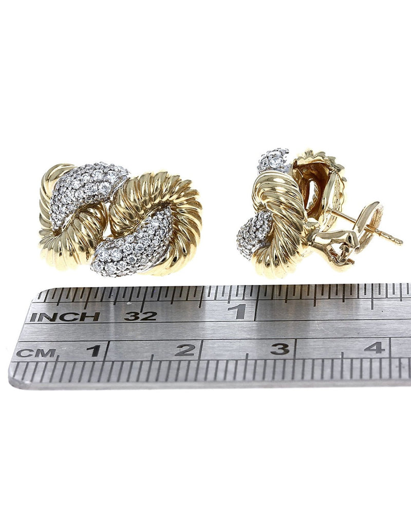 David Yurman Vintage Diamond Pave Crossover Earrings