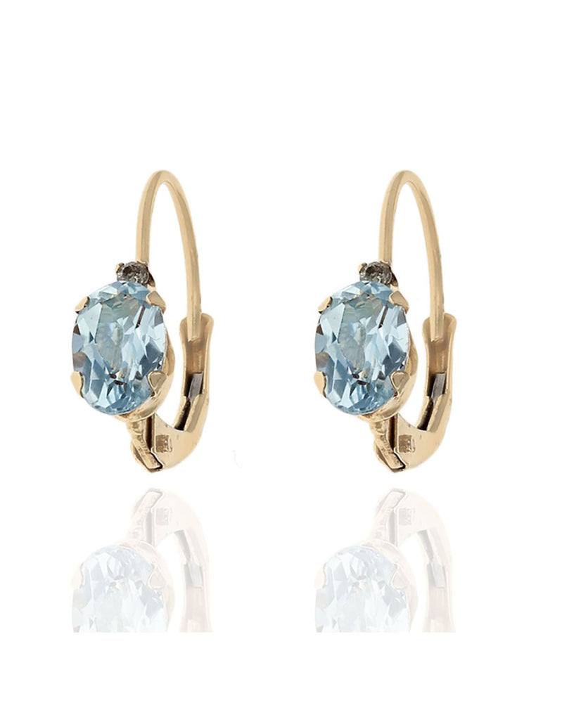 Aquamarine and Diamond Accent Drop Earrings in Yellow Gold