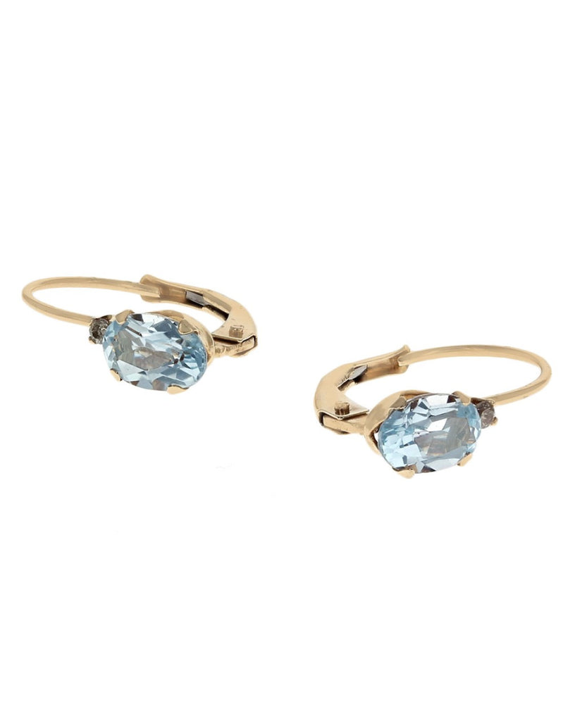 Aquamarine and Diamond Accent Drop Earrings in Yellow Gold