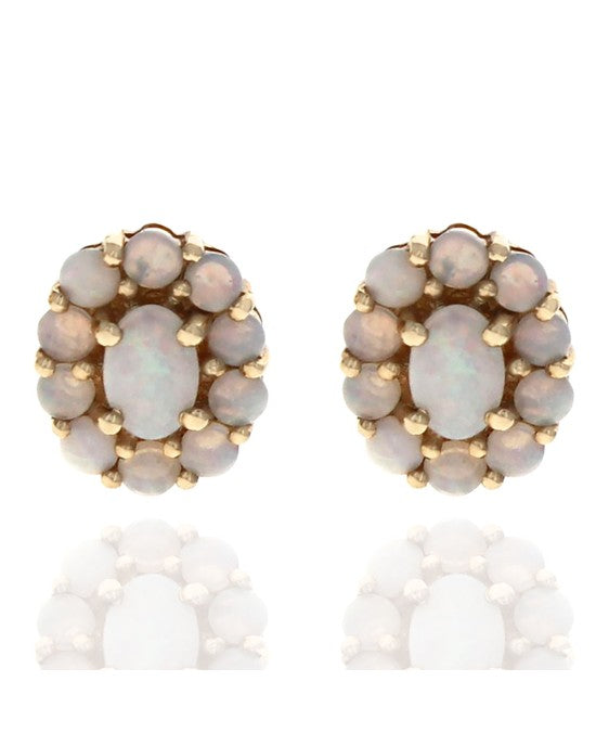 Opal Cluster Earrings in Yellow Gold