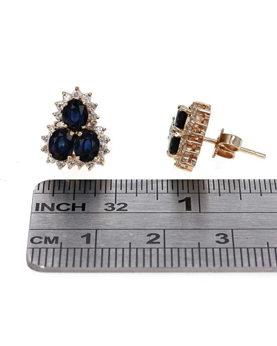 Sapphire and Diamond Triangular Shaped Earrings