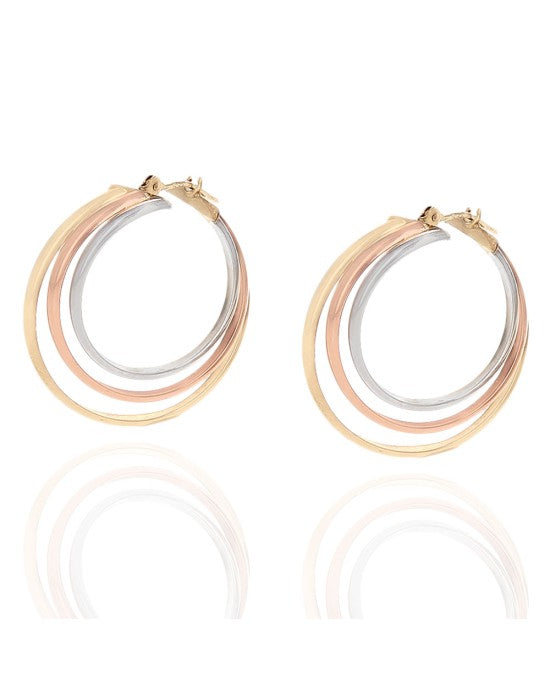 3 Tone Triple Hoop Earrings