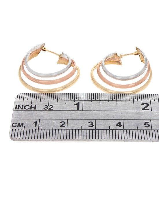 3 Tone Triple Hoop Earrings