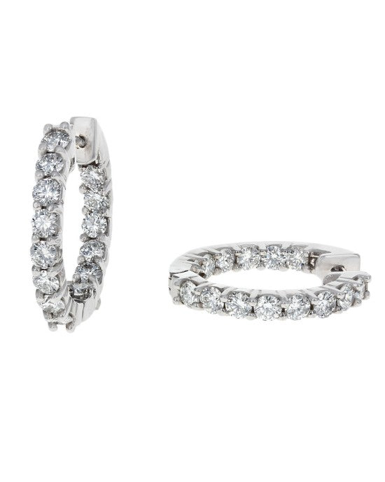 Diamond Inside Outside Hoop Earrings