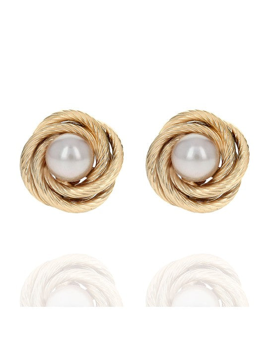 Pearl Knot Stud Earrings