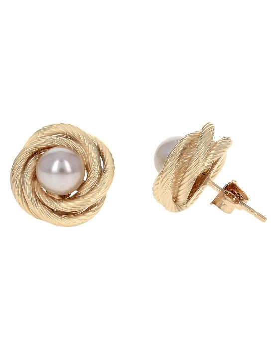 Pearl Knot Stud Earrings