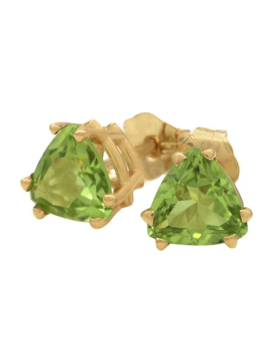 Trillion Peridot Stud Earrings