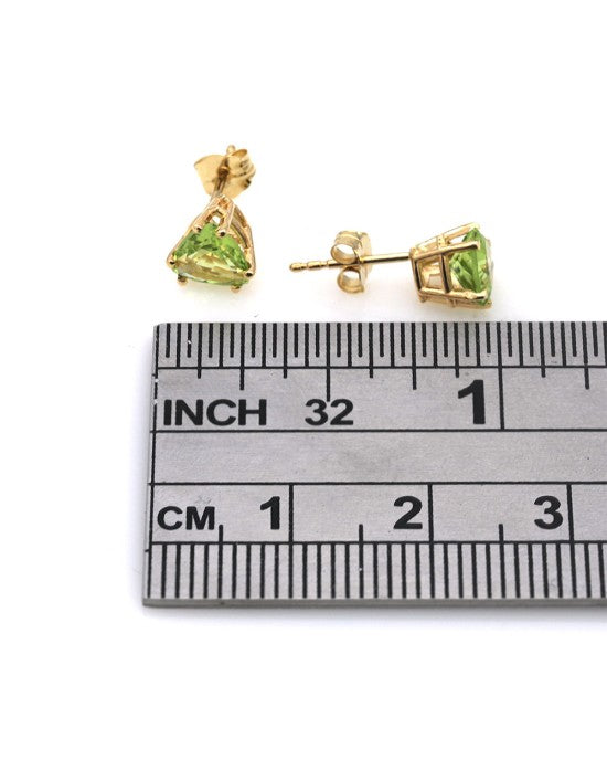 Trillion Peridot Stud Earrings