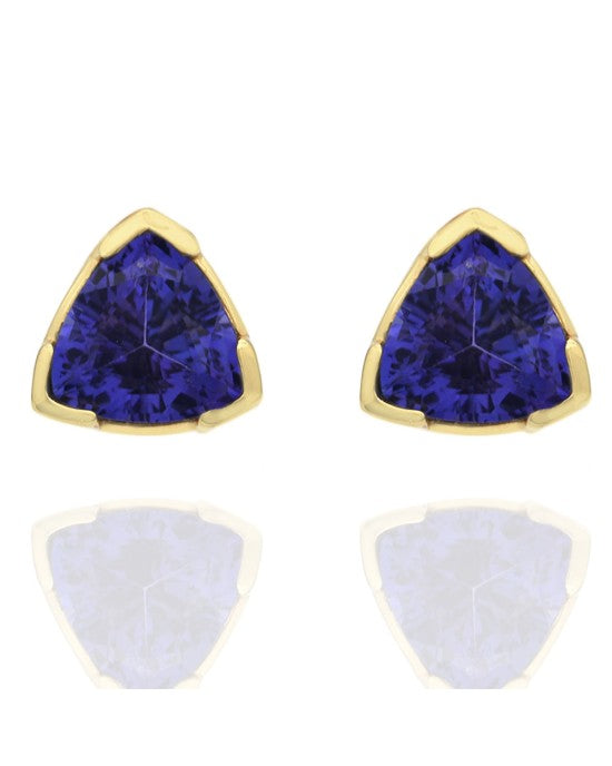 Trillion Tanzanite Stud Earrings in Gold