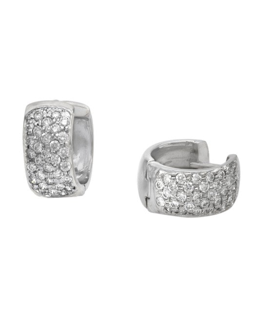 Diamond Pave Huggie Earrings in Gold