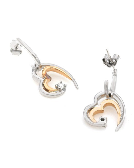 Jane Seymour Diamond Solitaire Open Hearts Earrings