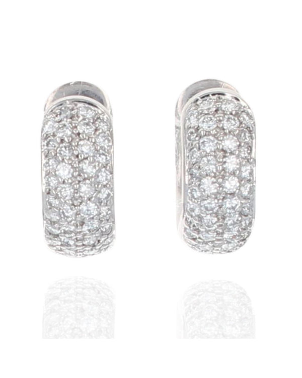 Diamond Pave Huggie Earrings in White Gold