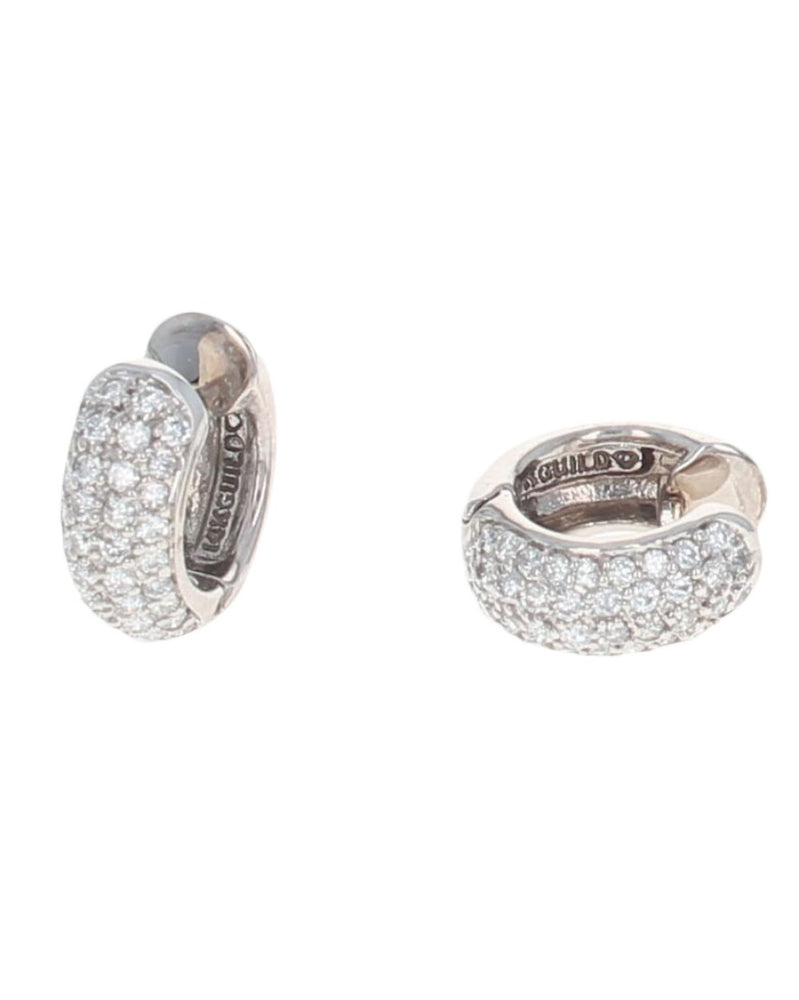 Diamond Pave Huggie Earrings in White Gold