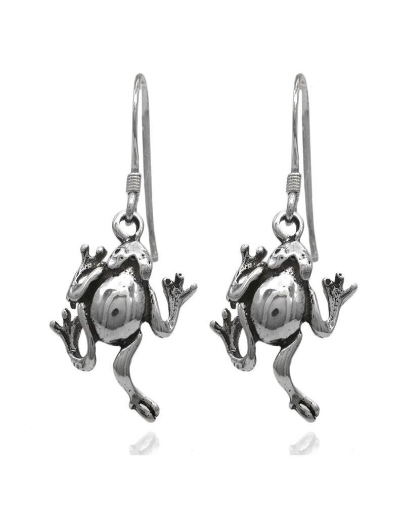 Noah's Ark Frog Earrings in Silver