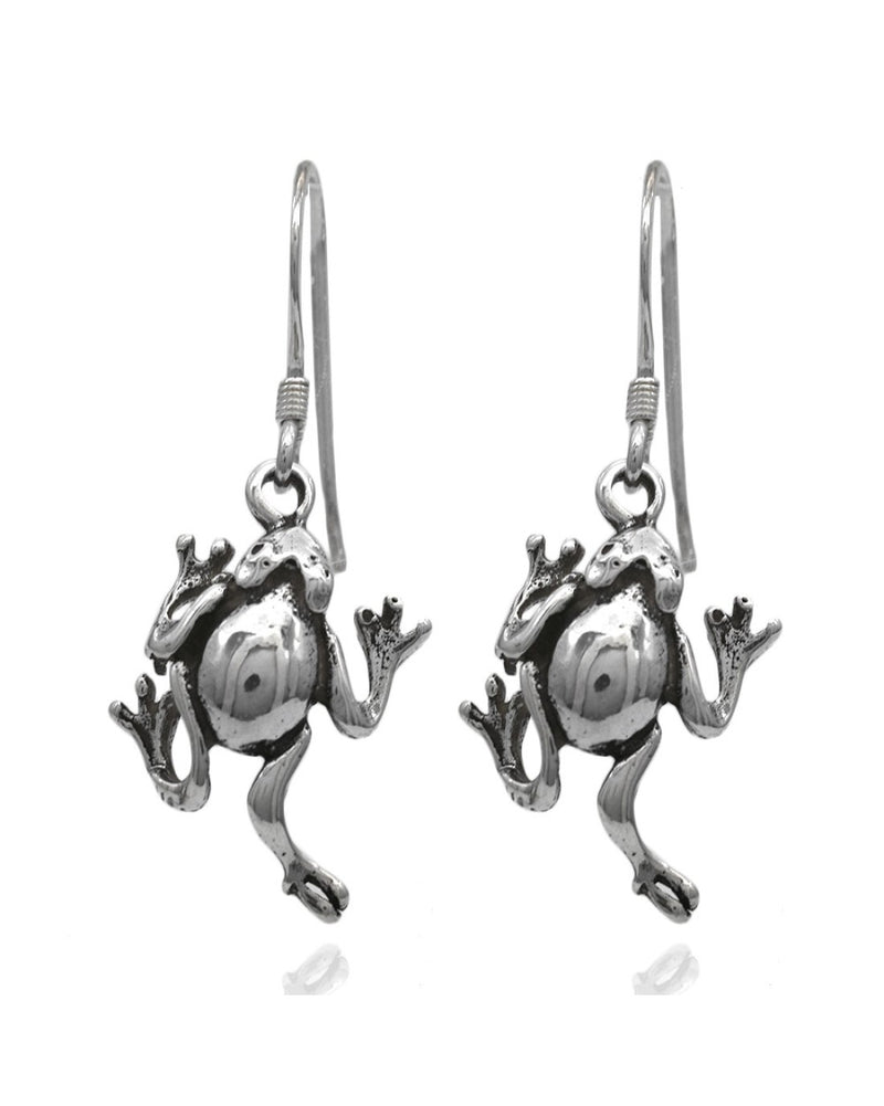 Noah's Ark Frog Earrings in Silver