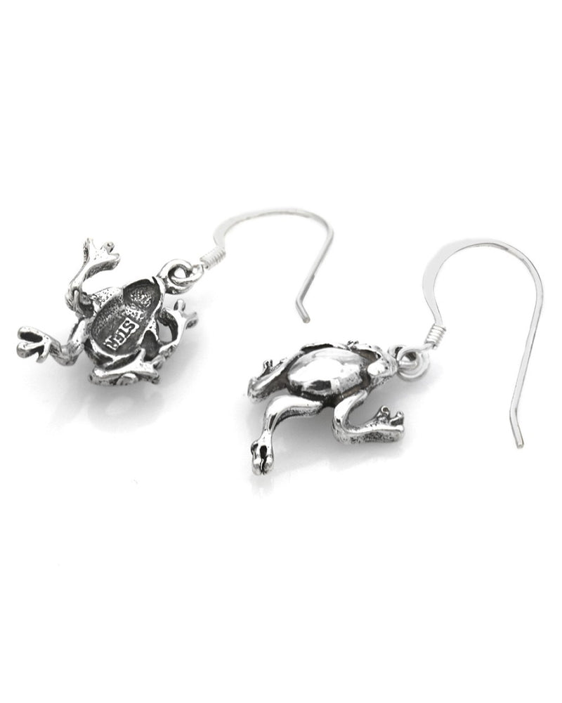 Noah's Ark Frog Earrings in Silver