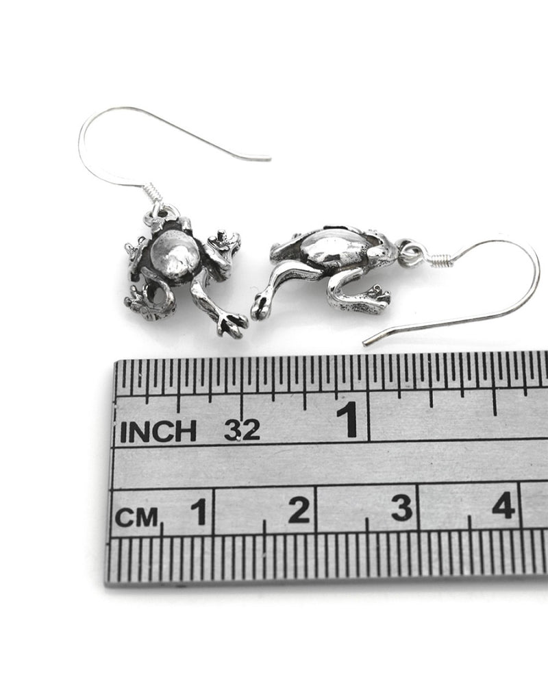 Noah's Ark Frog Earrings in Silver