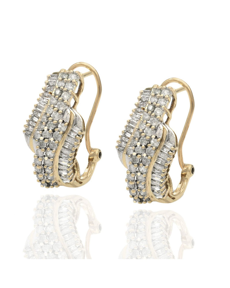 Diamond Bypass Earrings in White and Yellow Gold