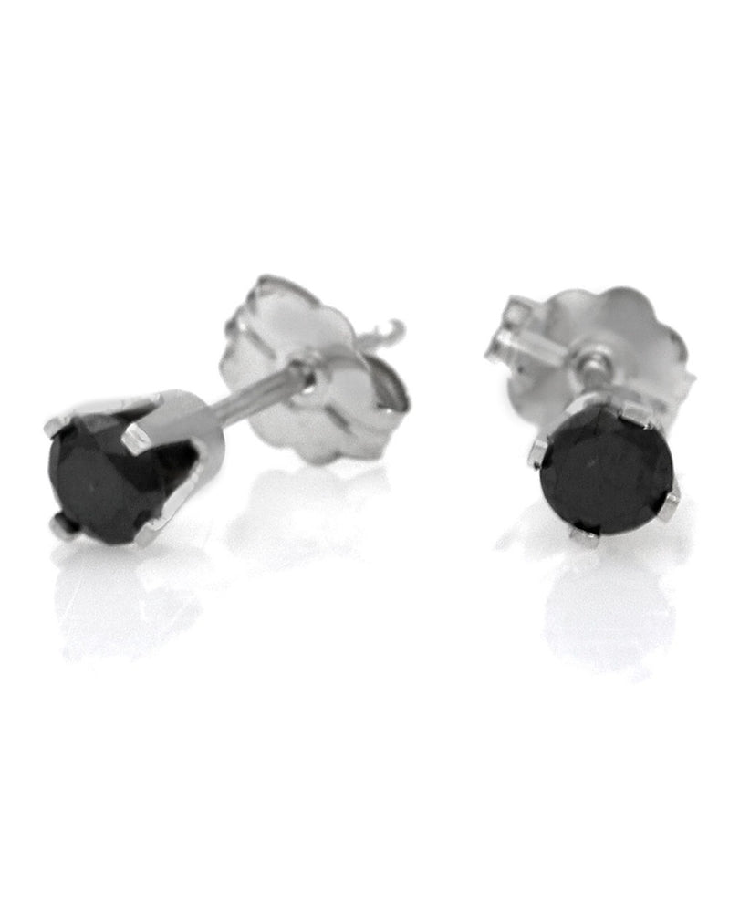 Black Diamond Stud Earrings in White Gold