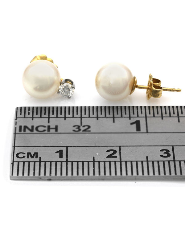 Pearl and Diamond Accent Earrings