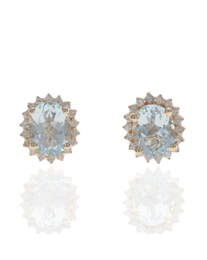 Aquamarine and Diamond Halo Earrings