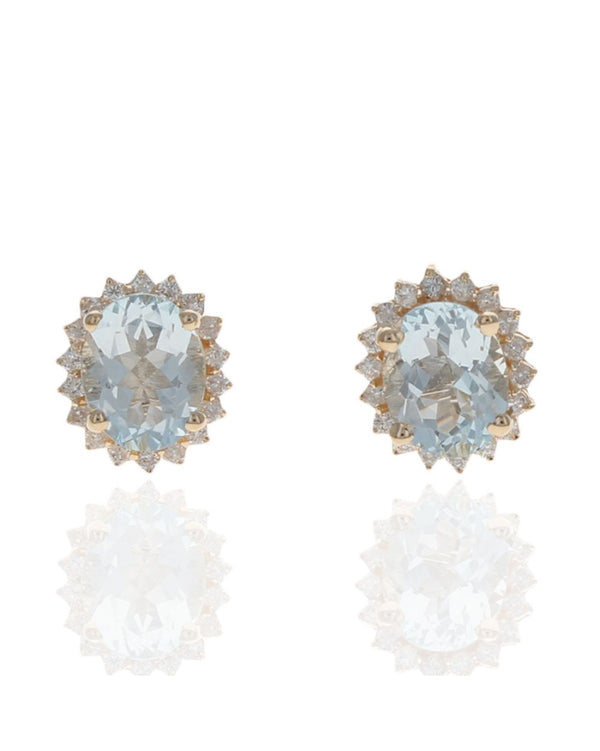 Aquamarine and Diamond Halo Earrings