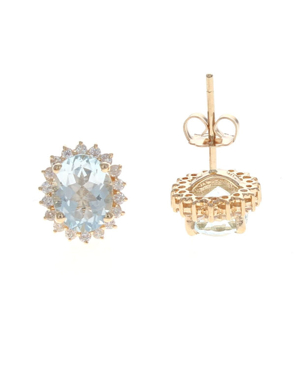 Aquamarine and Diamond Halo Earrings