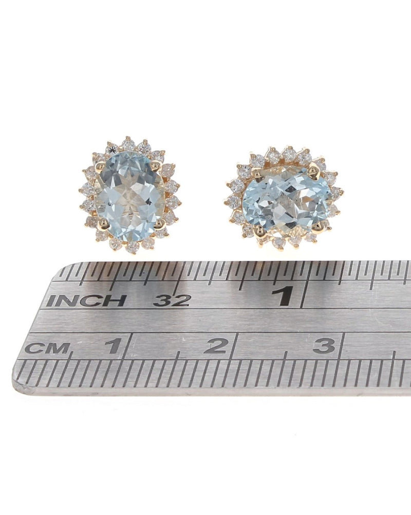 Aquamarine and Diamond Halo Earrings