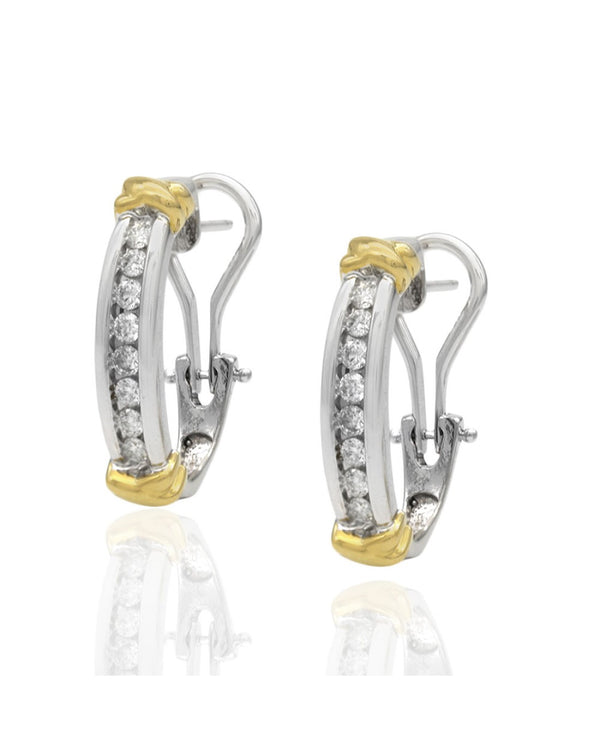 2 Toned Diamond J Earrings