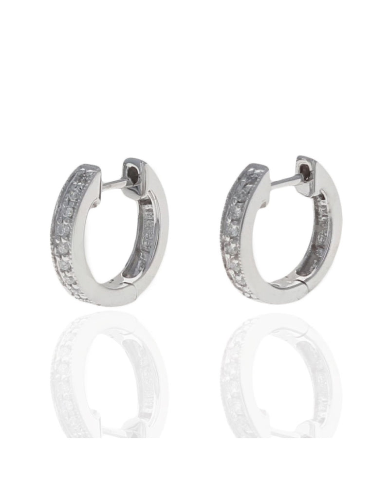 Milgrain Accent Diamond Huggie Earrings