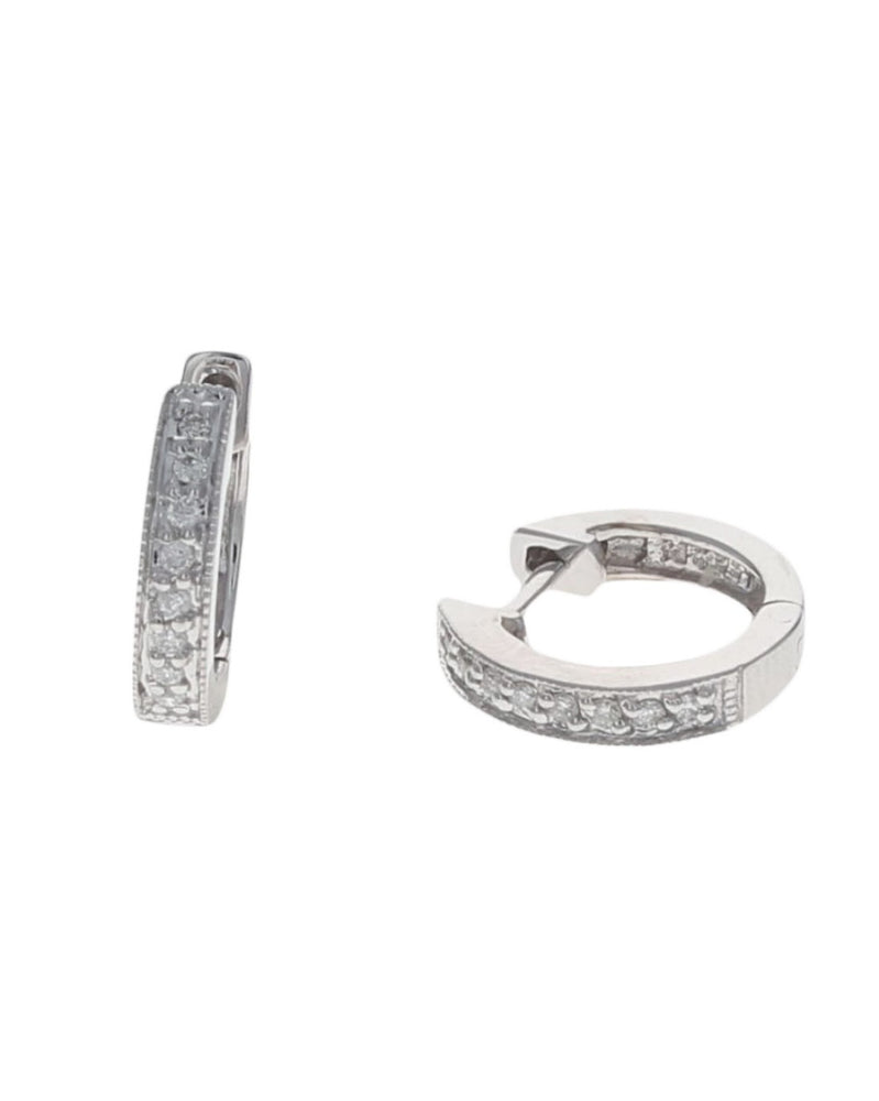 Milgrain Accent Diamond Huggie Earrings