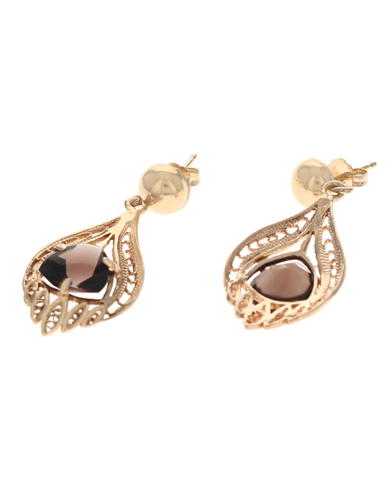 Trillion Smoky Quartz Teardrop Earrings