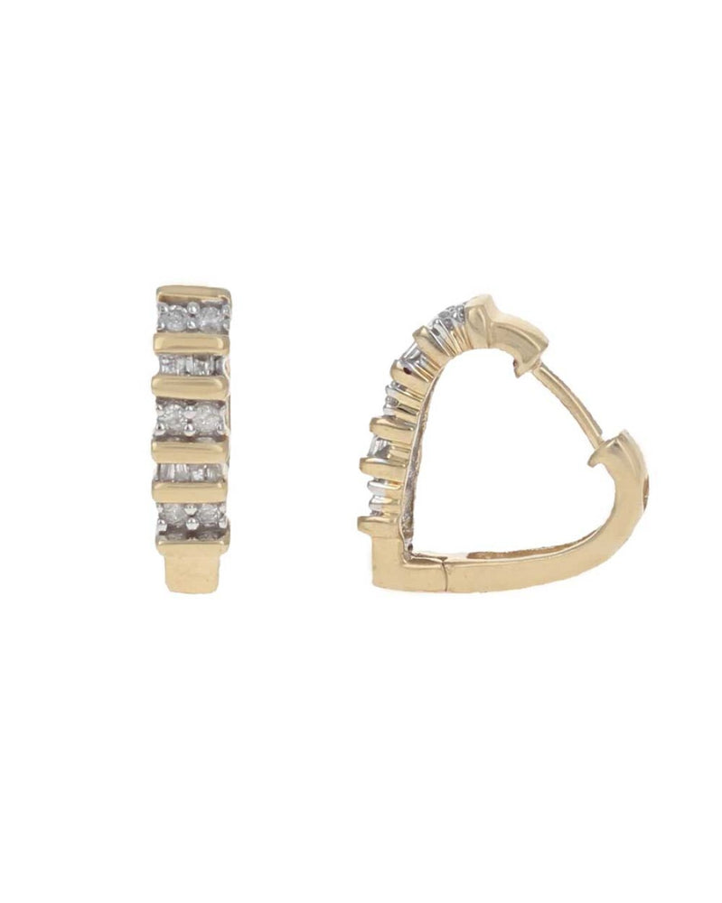 Alternating Round and Baguette Heart Huggie Earrings