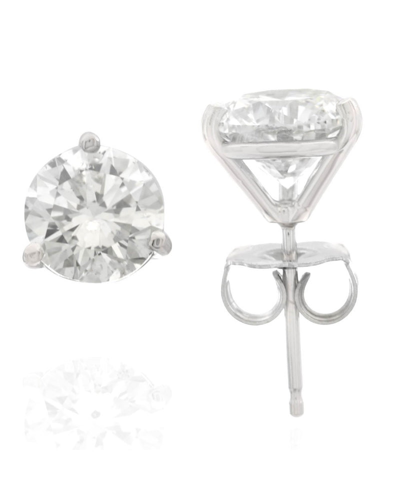 Round Brilliant Cut Diamond Martini Stud Earrings in 14KW