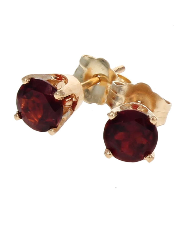 4 Prong Round Garnet Stud Earrings