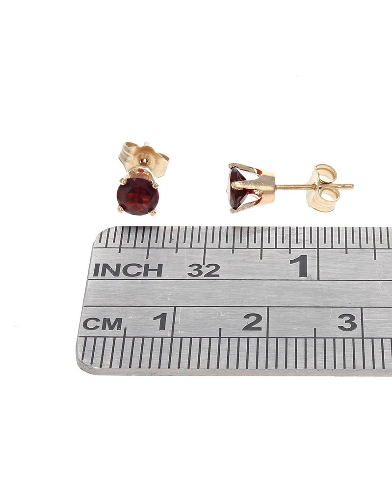 4 Prong Round Garnet Stud Earrings