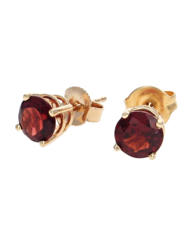 Garnet Stud Earrings in Yellow Gold