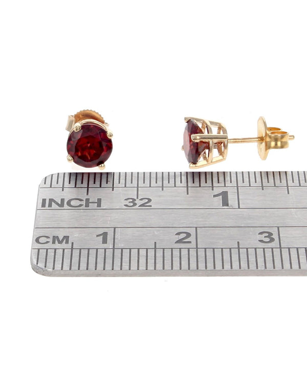 Garnet Stud Earrings in Yellow Gold