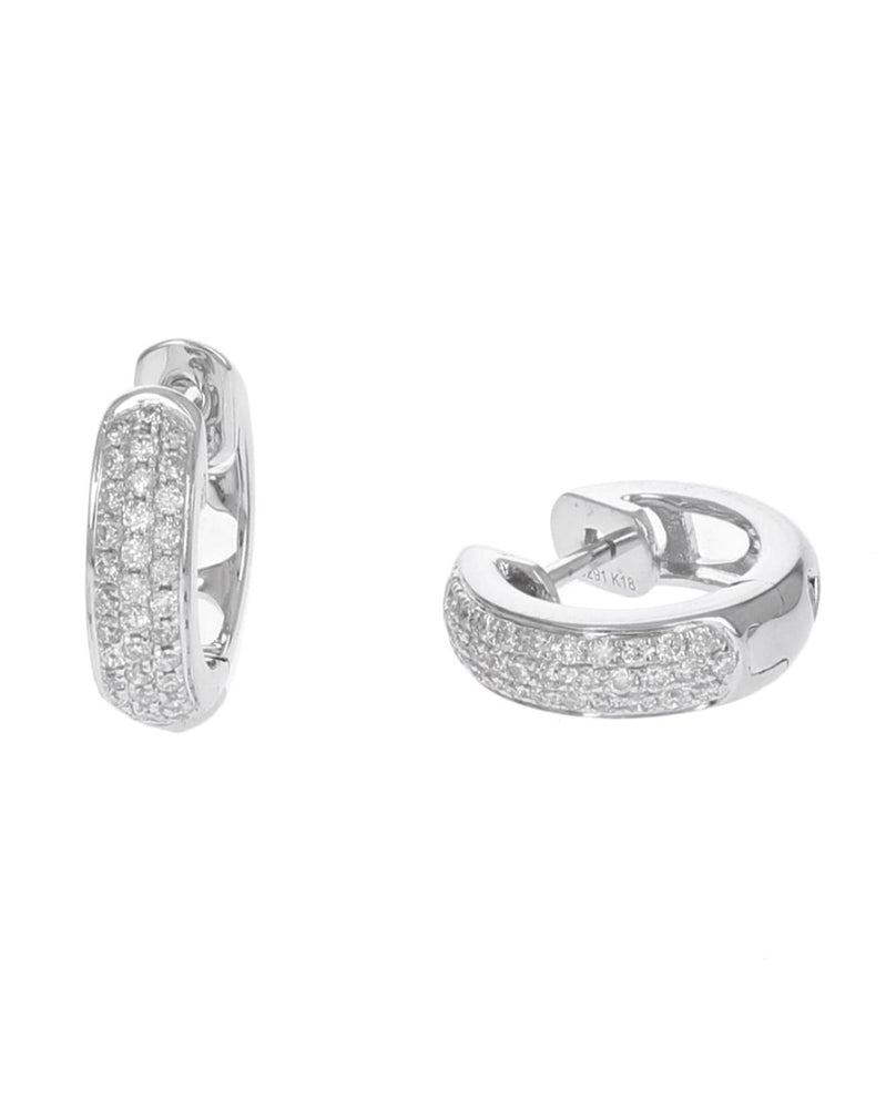 Diamond Open Cut Heart Huggie Earrings in White Gold