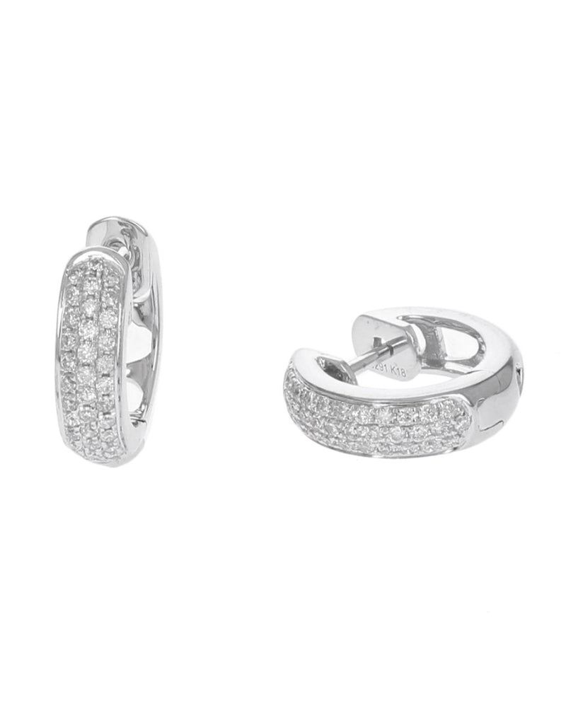 Diamond Open Cut Heart Huggie Earrings in White Gold