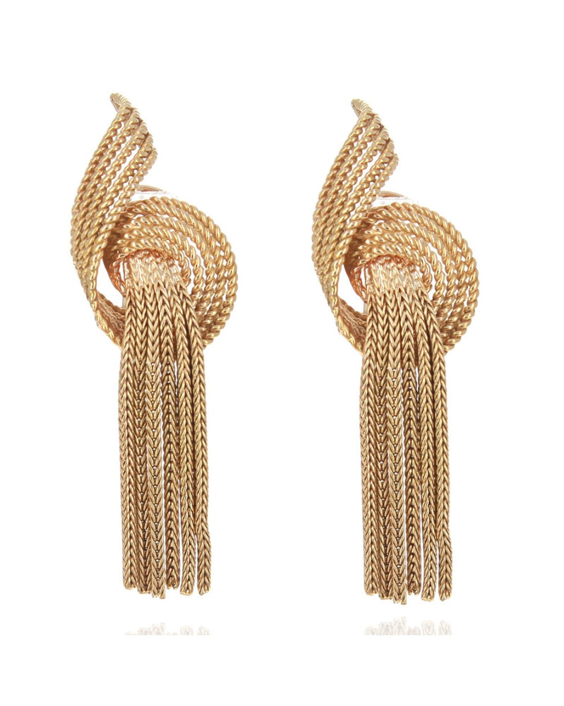 Vintage 5 Row Crossover Wrap Fringe Earrings