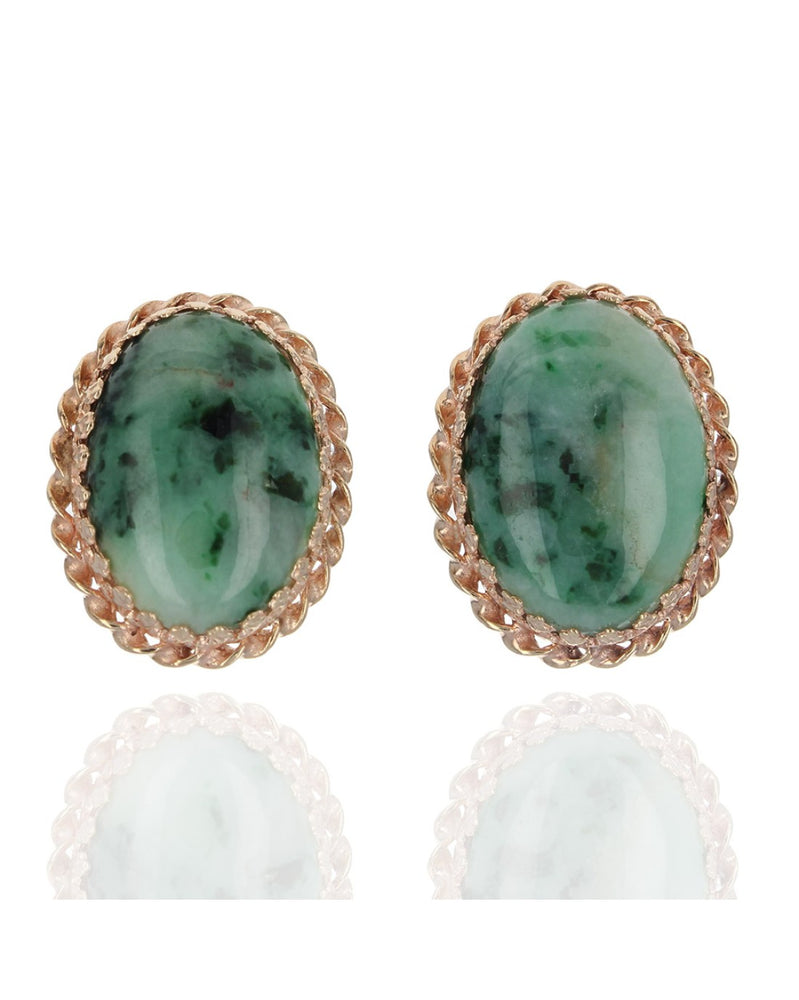 Mossy Jadeite Clip On Earrings